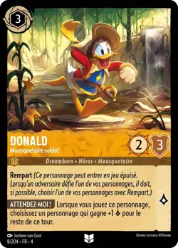 Carte Disney Lorcana Chapitre 4 Donald - Mousquetaire soldat 008/204 Peu Commune - Image 1
