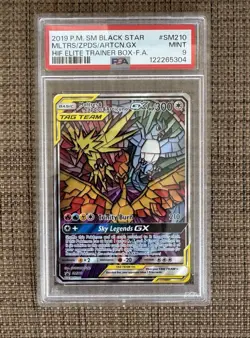Pokemon TCG Moltres Zapdos Articuno GX SM210 Hidden Fate Promo PSA 9 - Image 1