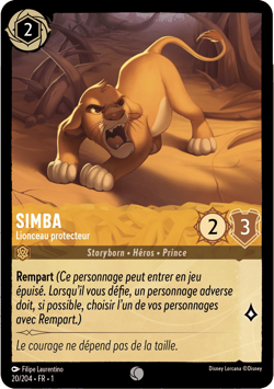 Carte Disney Lorcana Chapitre 1 Simba - Lionceau protecteur 20/204 Commune FR - Image 1