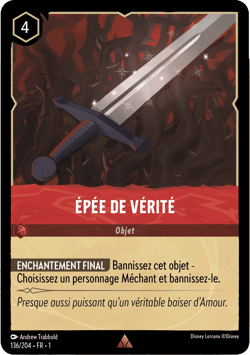 Carte Disney Lorcana Chapitre 1 Epee de Verite 136/204 Rare en Francais - Image 1