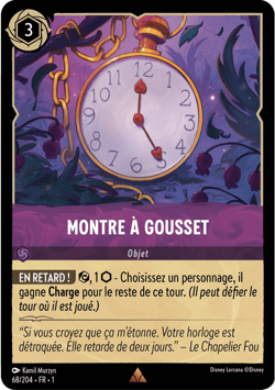 Carte Disney Lorcana Chapitre 1 Montre a Gousset 68/204 Rare en Francais - Image 1