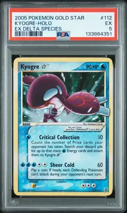 2005 POKEMON EX DELTA SPECIES GOLD STAR #112 KYOGRE-HOLO PSA 5 - Image 1