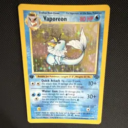 WotC Vaporeon Jungle 12/64 Holo Rare 80 HP English Pokemon TCG Card - Image 1