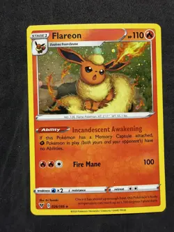 Flareon 026/185 Cosmos Holo Vivid Voltage Rare Pokemon Card - Image 1