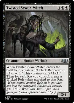 Twisted Sewer-Witch 114 WOE MTG Human Warlock Foil Wicked Rat 2023 Murphy - Image 1