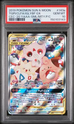 2019 POKEMON SUN & MOON COSMIC ECLIPSE TOGEPI & CLEFFA & IGGLYBUFF GX PSA 10 - Image 1