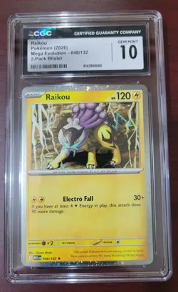 CGC 10 GEM MINT 2026 POKEMON ME01: Mega Evolution Raikou (Cosmos Holo) 048/132 - Image 1