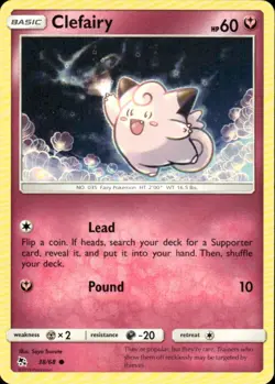 CLEFAIRY 38/68 HIDDEN FATES COMMON POKEMON SAYA TSURUTA - Image 1