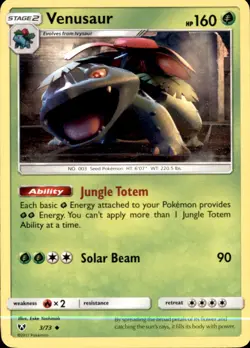 Venusaur 3/73 Uncommon Shining Legends Pokemon NM/LP - Image 1