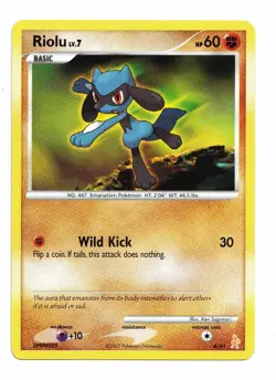 Pokemon Card: Riolu 6/61 (6/11) ERROR Lucario Trainer Kit Diamond & Pearl! EX - Image 1