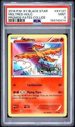 2016 POKEMON XY BLACK STAR PROMO FATES COLLIDE #XY127 MOLTRES-HOLO PSA 9 - Image 1