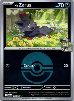 N's Zorua (Poke Ball) 136/217 Common Ascended Heroes Pokemon Reverse Holo NM/M - Image 1
