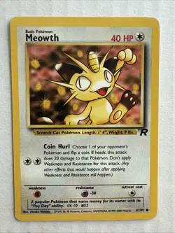 Pokemon WOTC Meowth 62/82 Team Rocket UNLIMITED Common D22 - Image 1