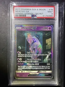 2017 POKEMON SUN & MOON SHINING LEGENDS SECRET #78 MEWTWO GX PSA 9 - Image 1