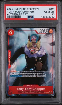 2025 ONE PIECE PRB02 EN TONY TONY CHOPPER ALT ART OP10 #011 PSA 10 GEM MINT - Image 1