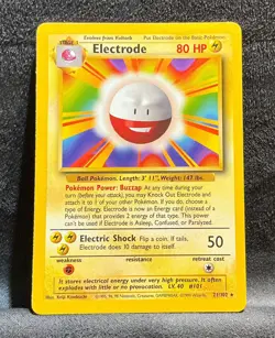 Electrode 021/102 Base Set Regular Rare 1999 Pokemon Card - Image 1