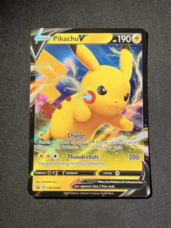Pokemon TCG Pikachu v SWSH061 Full Art Holo Card Sword and Shield Promo - Image 1