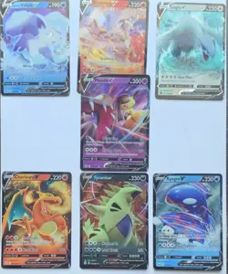 Pokemon TCG Pokemon GO 7-Card V Holo Lot Charizard Lugia Reshiram Alolan Vulpix - Image 1