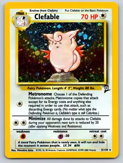 Clefable Holo Rare Base Set 2 005/130 MP/LP Pokemon Card TCG - Image 1