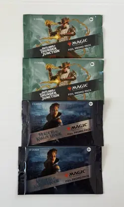 Lot of 4 MTG Foil Promo Packs Sealed 2 Outlaws Thunder Junction 2 Karlov Manor - Image 1