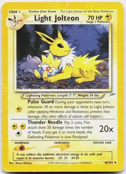 Light Jolteon 48/105 Uncommon Neo Destiny Pokemon 1st Edition Damaged - Image 1