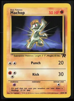 Machop 59/82 Common Team Rocket WOTC Vintage Pokemon LP - Image 1