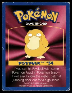 Psyduck #54 Kellogg Canada Game Tip Card HP Pokemon | Buy 10 Get 10 Free - Image 1
