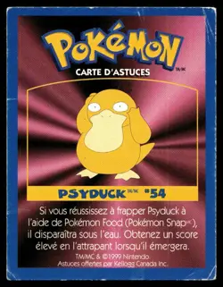 Psyduck #54 Kellogg Canada Game Tip Card HP Pokemon | Buy 10 Get 10 Free - Image 2
