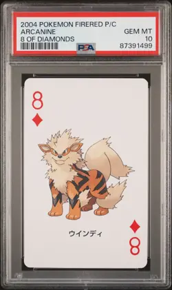 2004 POKEMON FIRERED VERSION PLAYING CARDS 8 OF DIAMONDS ARCANINE PSA 10 - Image 1