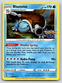 Blastoise 017/078 Holo Rare Pokemon GO Pokemon Near Mint - Image 1