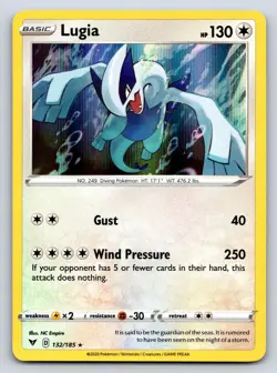 Lugia 132/185 Holo Rare Vivid Voltage Pokemon Near Mint - Image 1