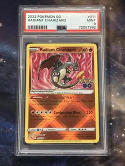 Radiant Charizard 011/078 Ultra Rare Pokemon Card Pokemon GO PSA 9 Mint - Image 1