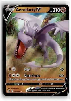 2022 Pokemon Lost Origin Aerodactyl V #092/196 - Image 1