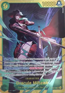 One Piece The Azure Sea's Seven Foil Dracule Mihawk OP14-119 SEC NM - Image 1