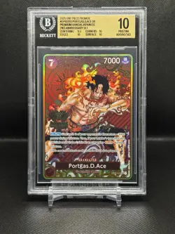 2025 One Piece Promos OP02013 Portgas D. Ace Bandai Japanese 2nd Anv BGS 10 - Image 1