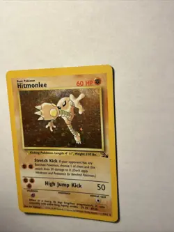 1999 Pokemon TCG Hitmonlee 7/62 Fossil Set Holo Rare Card Vintage WOTC LP - Image 4