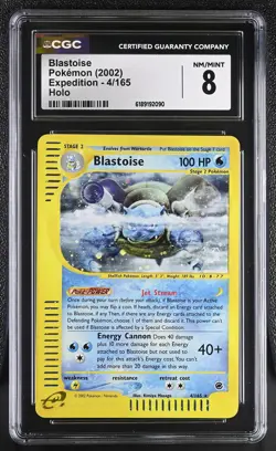CGC 8 NM/MINT Blastoise 4/165 Expedition Holo Swirl Pokemon Card - Image 1