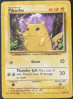 Pikachu 058/102 Base Set Regular *HEAVILY DAMAGED* Pokemon Card - Image 1