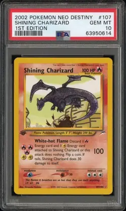 PSA 10 Shining Charizard 107/105 1st Edition Neo Destiny Graded Pokemon Card - Image 1