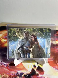 MTG Lord Of The Rings Gold Stamped Art Series Aragon And Arwen Wed 33/81 - Image 1
