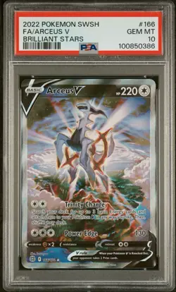 2022 Pokemon SWSH Brilliant Stars Arceus V #166/172 PSA 10 GEM MINT - Image 1