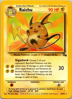 Raichu (29) Unlimited Rare Fossil 29/62 MP - Image 1