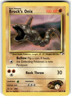 Brock's Onix 69/132 Common Gym Heroes Pokemon Unlimited Lightly Played - Image 1