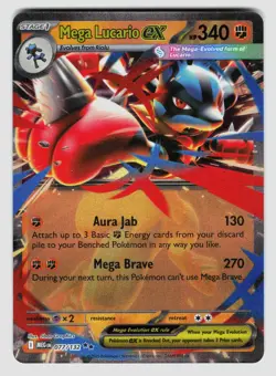 Pokemon Mega Lucario ex Double Rare ME01: Mega Evolution 077/132 NM - Image 1