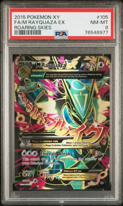 2015 POKEMON XY ROARING SKIES #105 FULL ART/M RAYQUAZA EX PSA 8 NM-MT - Image 1