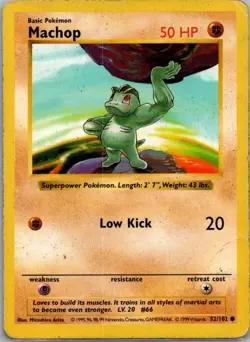 Pokemon TCG Base Set Shadowless Machop Common Regular - Image 1