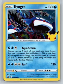 Pokemon Kyogre 003/025 Holo Rare 2021 - Image 1