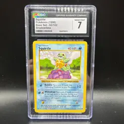 Pokemon TCG Squirtle BASE SET 63/102 Non Holo Common - CGC 7 Near Mint Vintage - Image 1