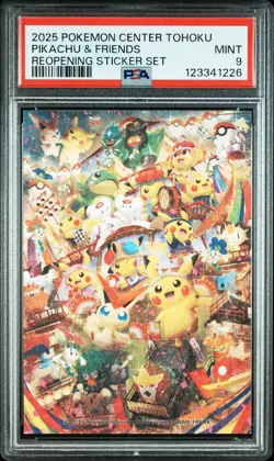 PSA 9 - Pikachu & Friends - Pokemon Center Tohoku Reopening Sticker Set - Image 1