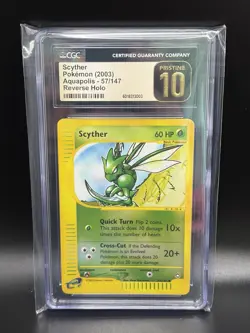 SCYTHER Pokemon Card - Aquapolis - 57/147 - Reverse Holo - CGC Pristine 10 POP 2 - Image 1